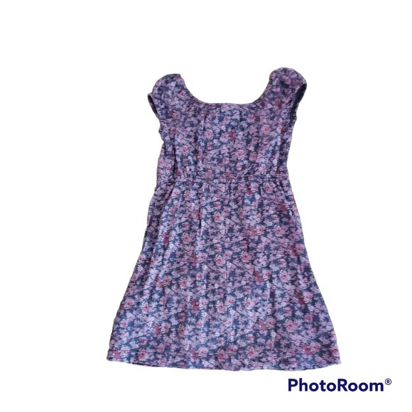 Gray Floral Dress, Girls Size 6, Short Sleeve - Picture 2 of 5